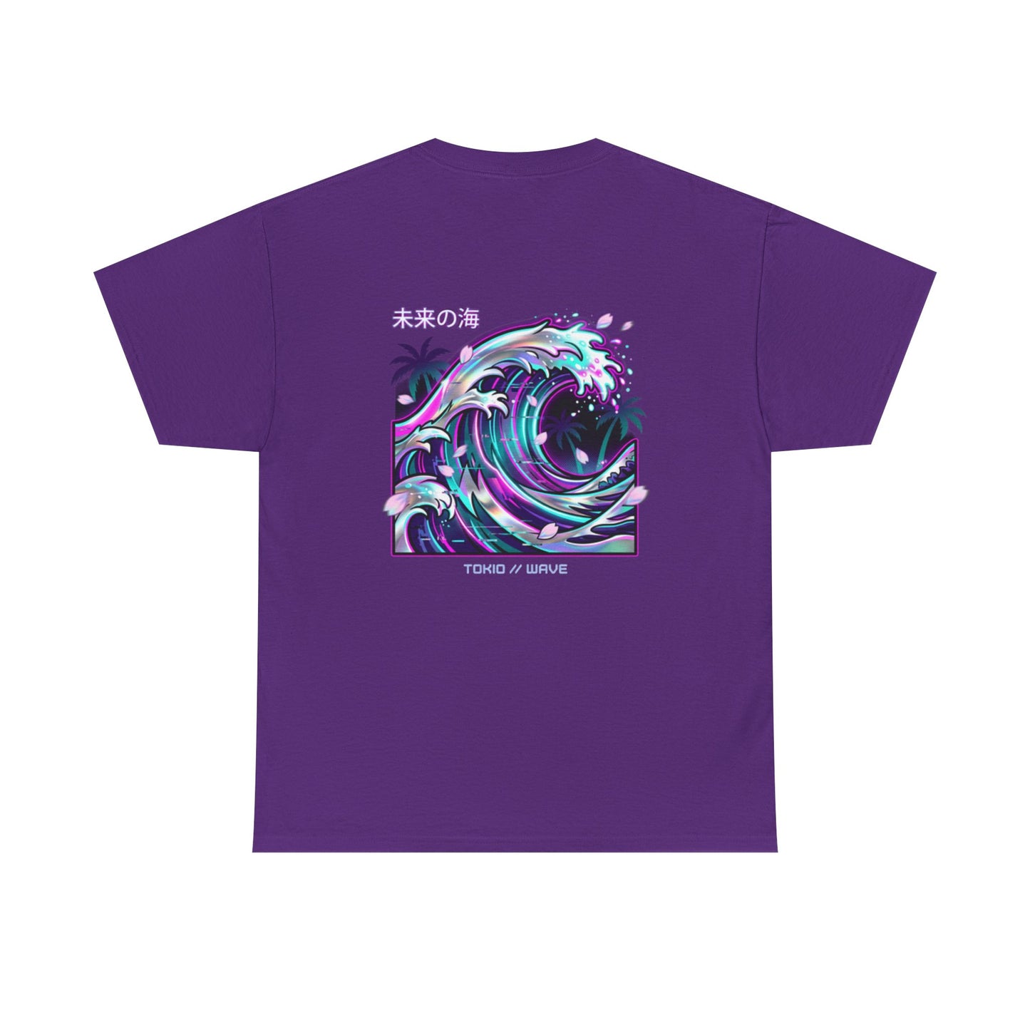 Vaporwave Japanese Surf T-Shirt — "未来の海" Retro Neon Aesthetic