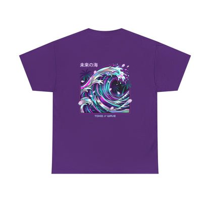 Vaporwave Japanese Surf T-Shirt — "未来の海" Retro Neon Aesthetic