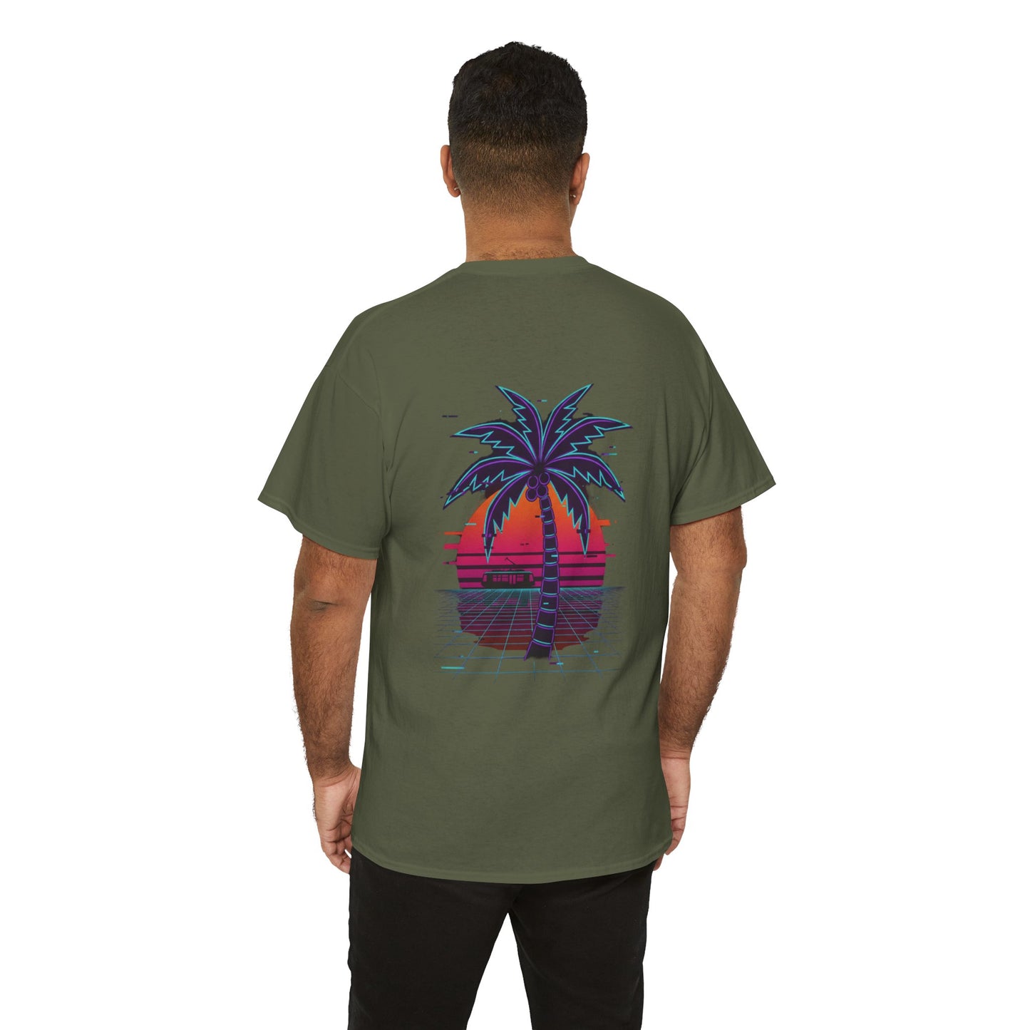 Retro Palm Tree Sunset T-Shirt — Vintage Tropical Beach Tee