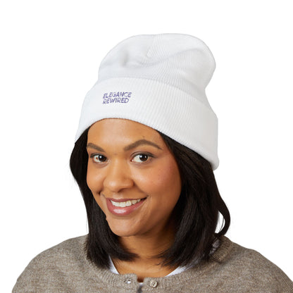 Embroidered 'Elegance Rewired' Cuffed Beanie