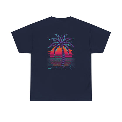 Retro Palm Tree Sunset T-Shirt — Vintage Tropical Beach Tee