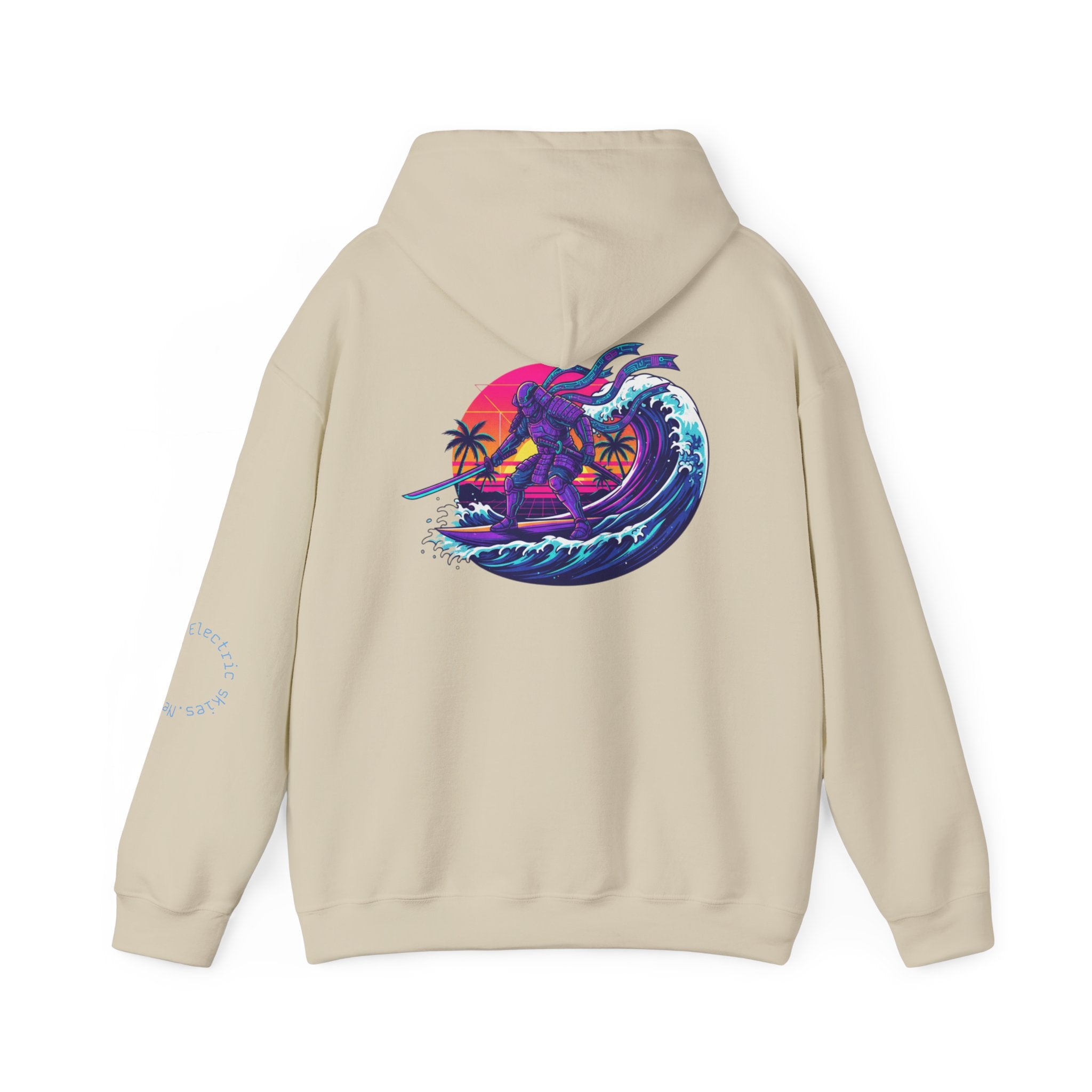 Future Paradise Hoodie — Retro Surf Samurai Graphic Pullover