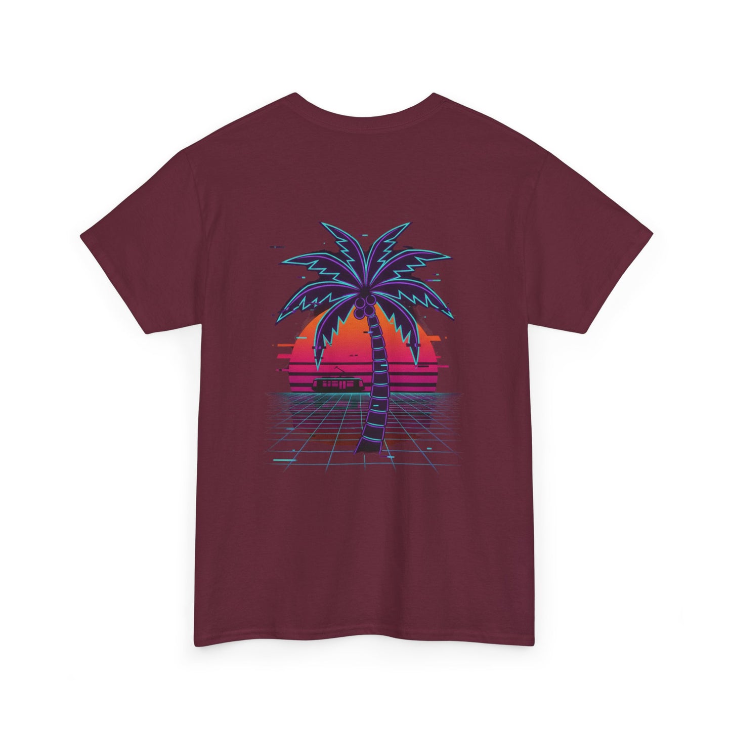 Retro Palm Tree Sunset T-Shirt — Vintage Tropical Beach Tee