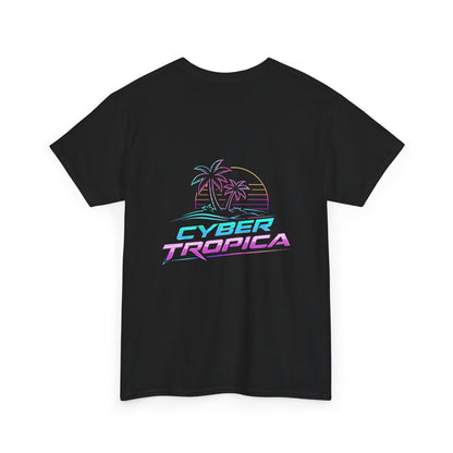 Cyberpunk Tropical Duo Tee — Neon Futuristic Beach Graphic T-Shirt