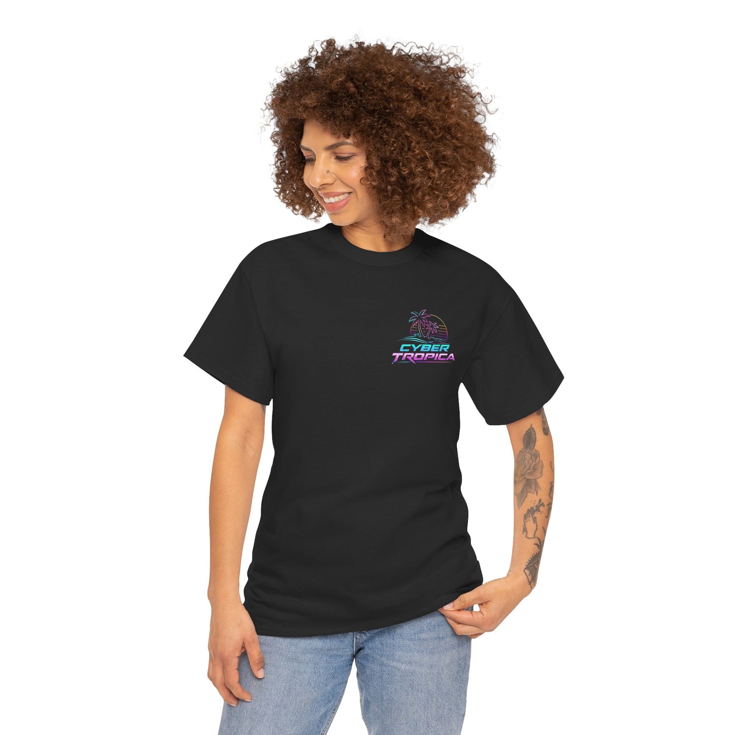 Retro Palm Tree Sunset T-Shirt — Vintage Tropical Beach Tee