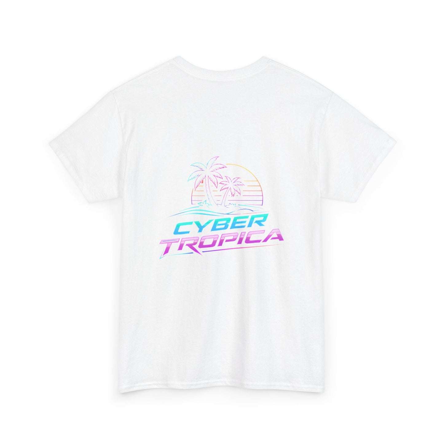Cyberpunk Tropical Duo Tee — Neon Futuristic Beach Graphic T-Shirt