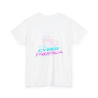 Cyberpunk Tropical Duo Tee — Neon Futuristic Beach Graphic T-Shirt