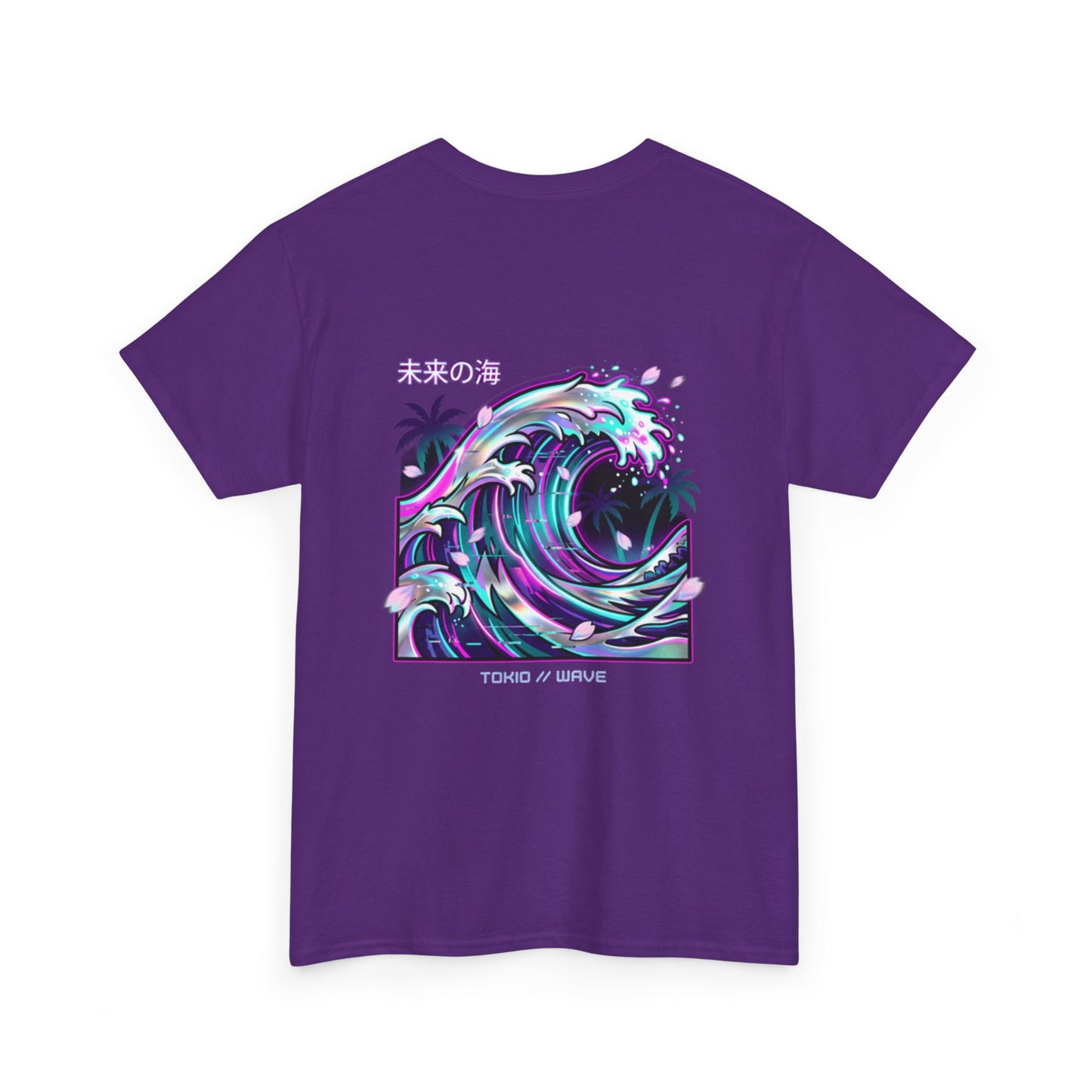 Vaporwave Japanese Surf T-Shirt — "未来の海" Retro Neon Aesthetic