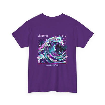 Vaporwave Japanese Surf T-Shirt — "未来の海" Retro Neon Aesthetic