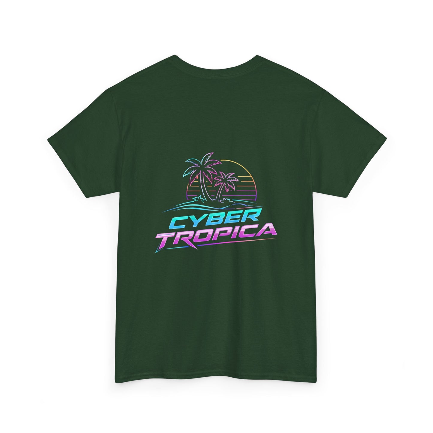 Cyberpunk Tropical Duo Tee — Neon Futuristic Beach Graphic T-Shirt