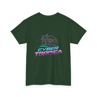 Cyberpunk Tropical Duo Tee — Neon Futuristic Beach Graphic T-Shirt