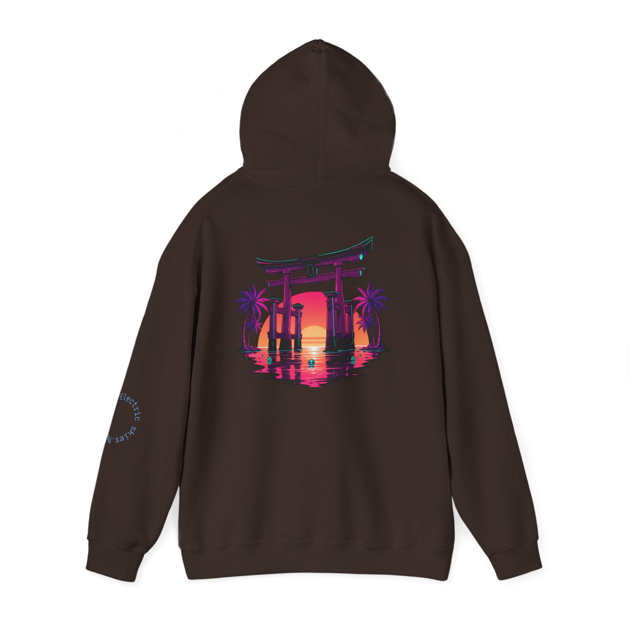 Sunset Torii Hoodie — Japanese Torii Gate Beach Sunset Graphic Hoodie