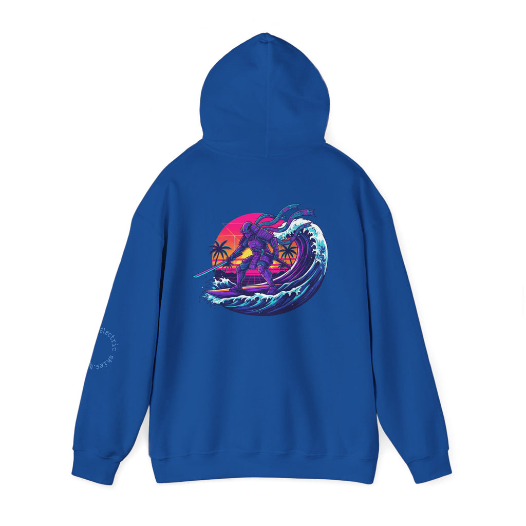 Future Paradise Hoodie — Retro Surf Samurai Graphic Pullover