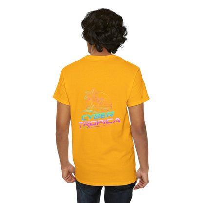 Cyberpunk Tropical Duo Tee — Neon Futuristic Beach Graphic T-Shirt