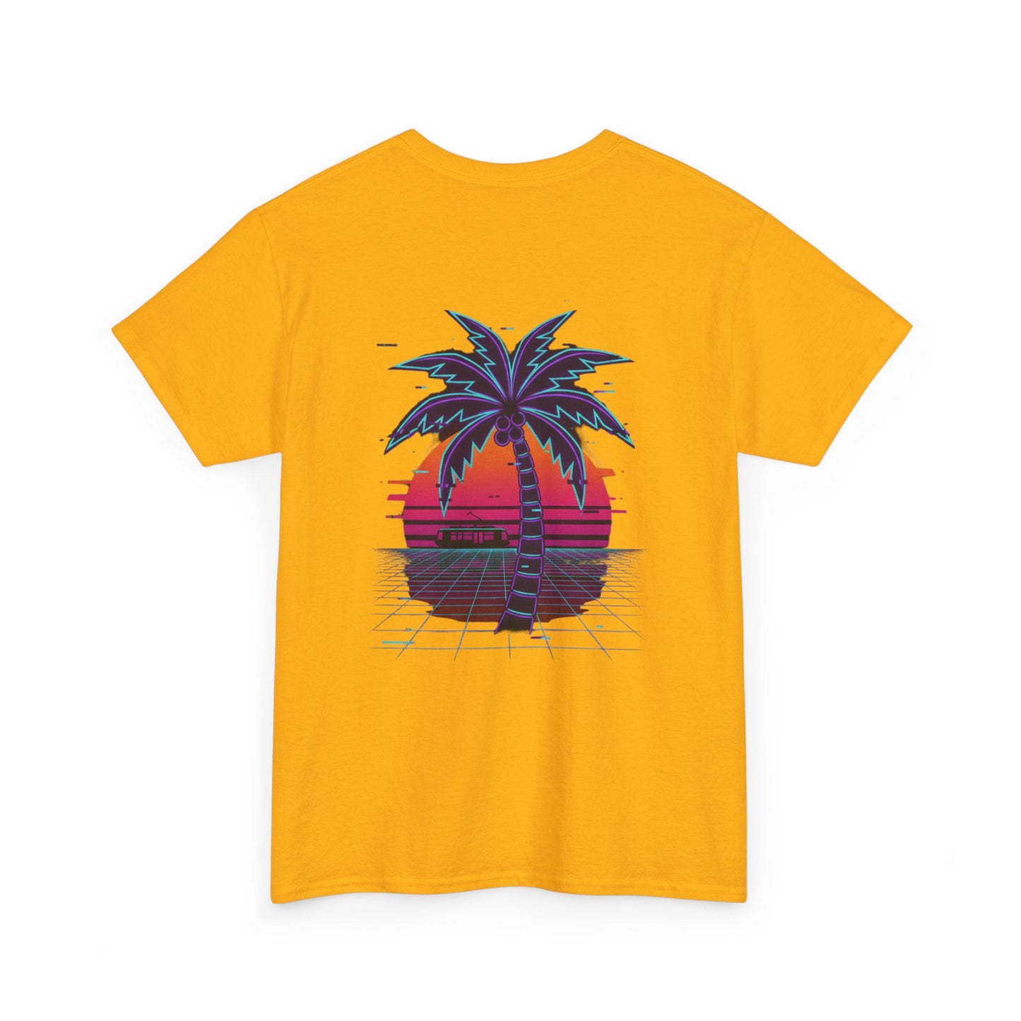 Retro Palm Tree Sunset T-Shirt — Vintage Tropical Beach Tee