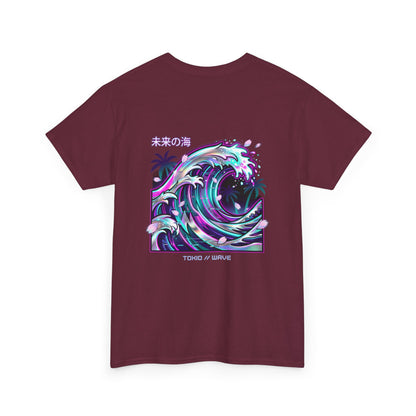 Vaporwave Japanese Surf T-Shirt — "未来の海" Retro Neon Aesthetic