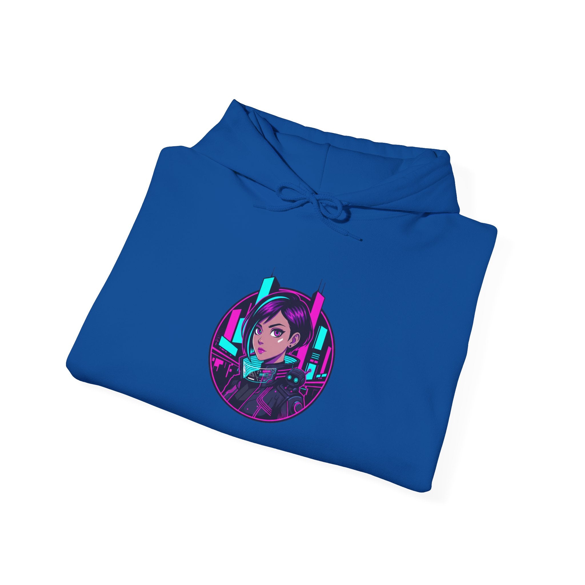 Cyber City Anime Hoodie – Neon Retro Dystopia Streetwear