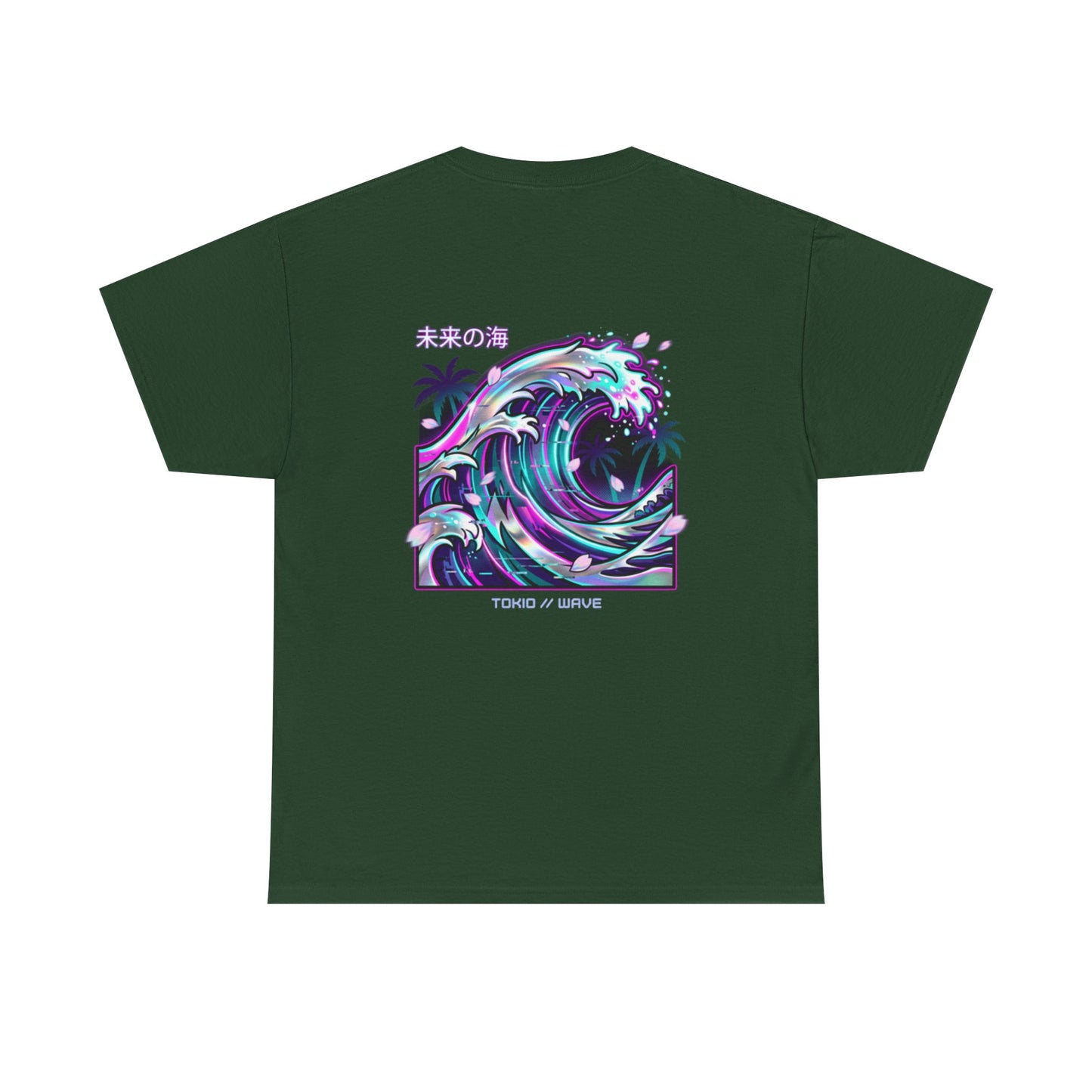Vaporwave Japanese Surf T-Shirt — "未来の海" Retro Neon Aesthetic