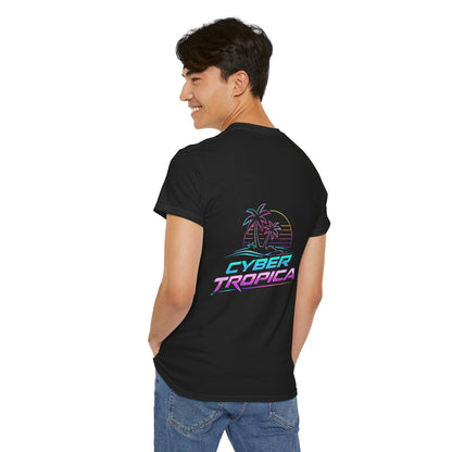 Cyberpunk Tropical Duo Tee — Neon Futuristic Beach Graphic T-Shirt