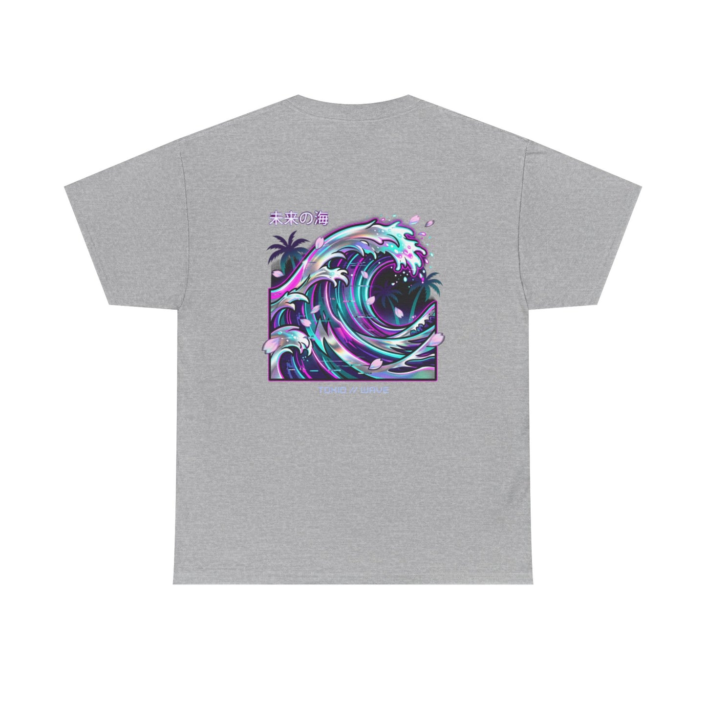 Vaporwave Japanese Surf T-Shirt — "未来の海" Retro Neon Aesthetic
