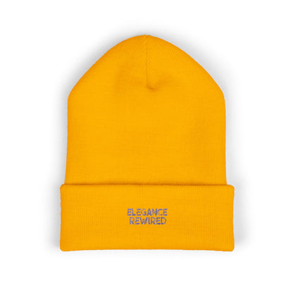 Embroidered 'Elegance Rewired' Cuffed Beanie