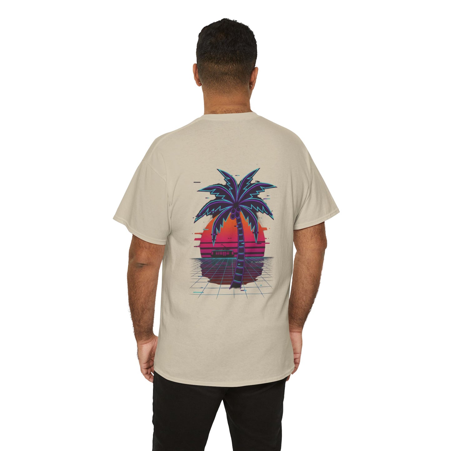 Retro Palm Tree Sunset T-Shirt — Vintage Tropical Beach Tee