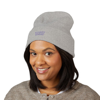 Embroidered 'Elegance Rewired' Cuffed Beanie