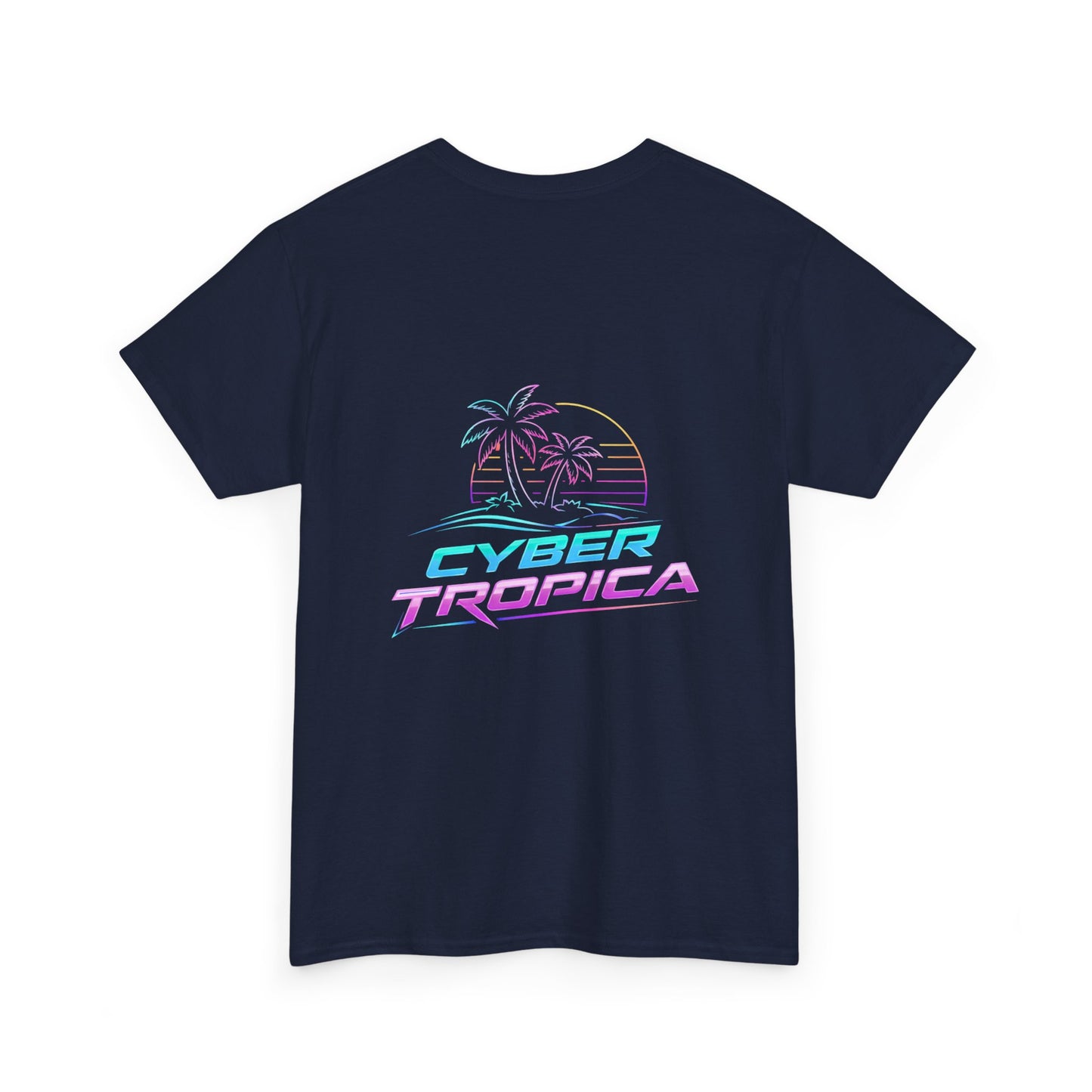Cyberpunk Tropical Duo Tee — Neon Futuristic Beach Graphic T-Shirt