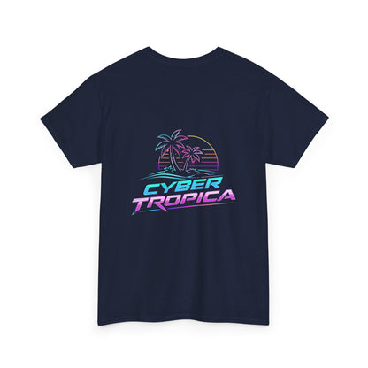 Cyberpunk Tropical Duo Tee — Neon Futuristic Beach Graphic T-Shirt