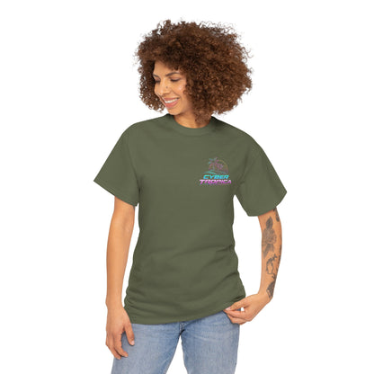 Retro Palm Tree Sunset T-Shirt — Vintage Tropical Beach Tee