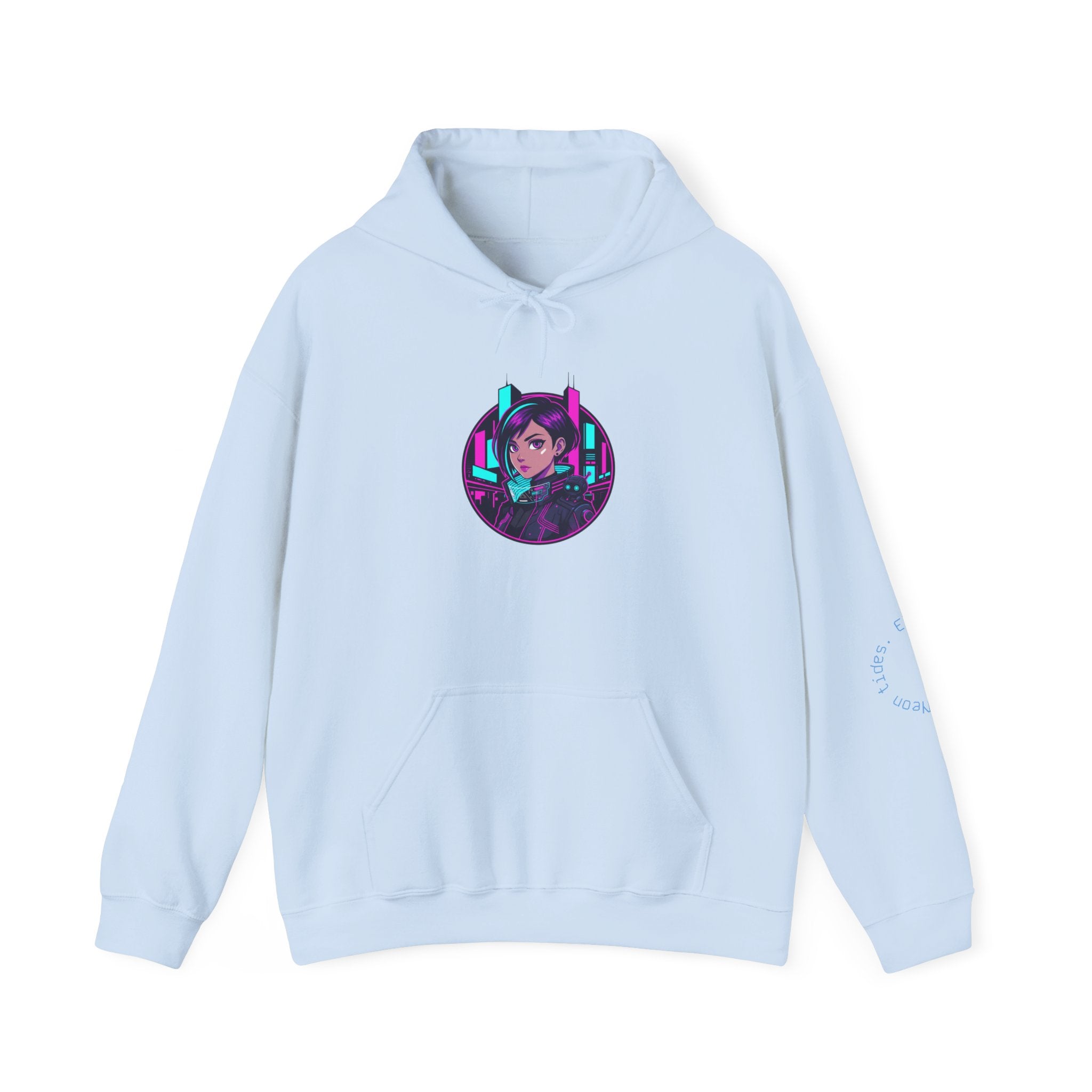 Cyber City Anime Hoodie – Neon Retro Dystopia Streetwear