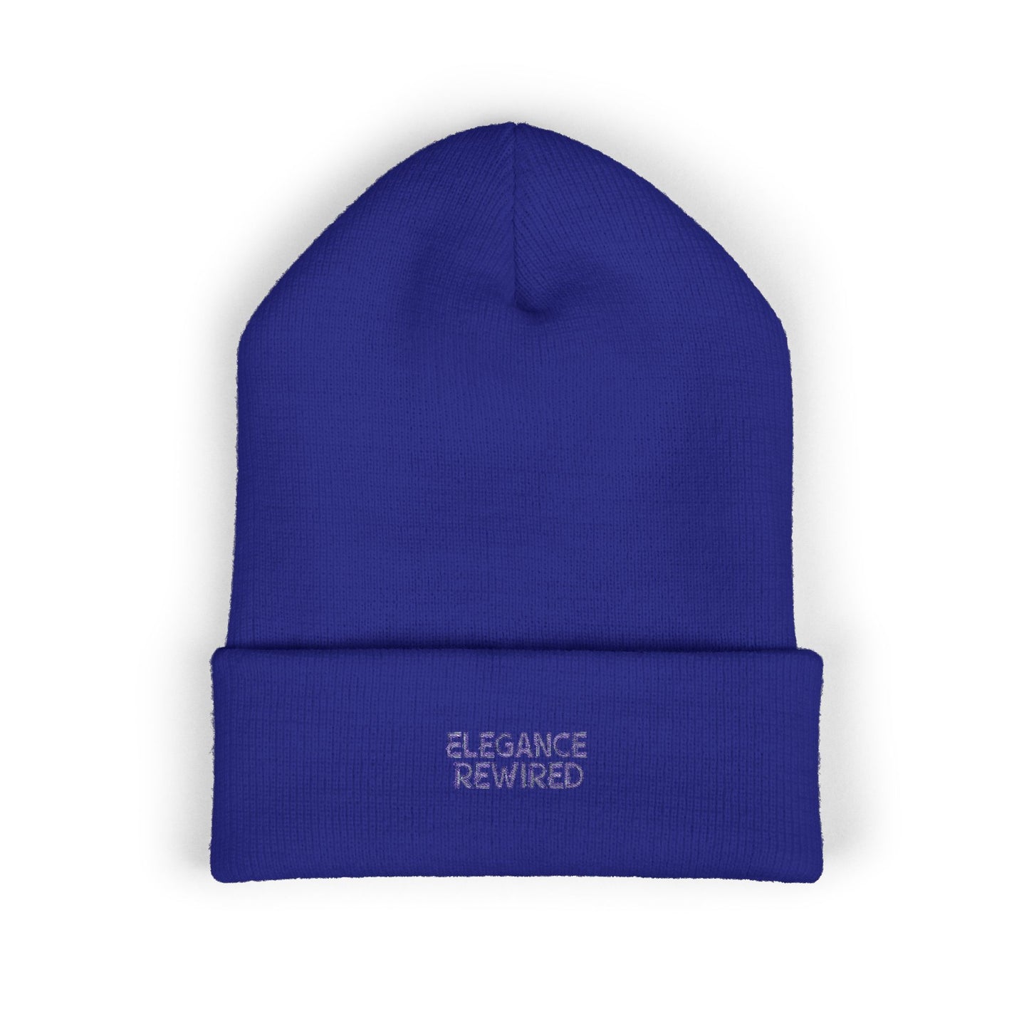 Embroidered 'Elegance Rewired' Cuffed Beanie