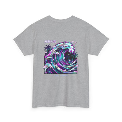 Vaporwave Japanese Surf T-Shirt — "未来の海" Retro Neon Aesthetic