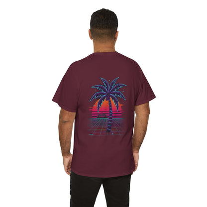 Retro Palm Tree Sunset T-Shirt — Vintage Tropical Beach Tee