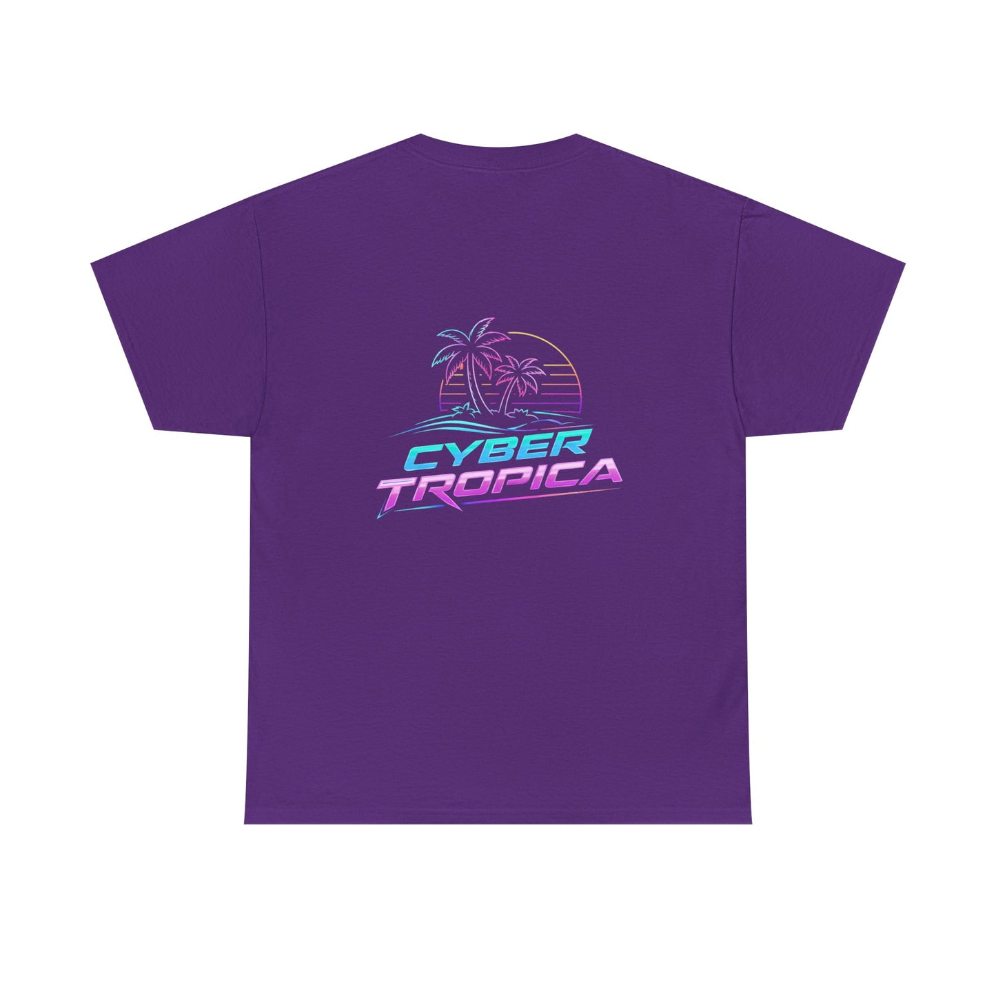 Cyberpunk Tropical Duo Tee — Neon Futuristic Beach Graphic T-Shirt