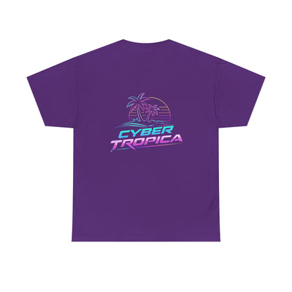 Cyberpunk Tropical Duo Tee — Neon Futuristic Beach Graphic T-Shirt