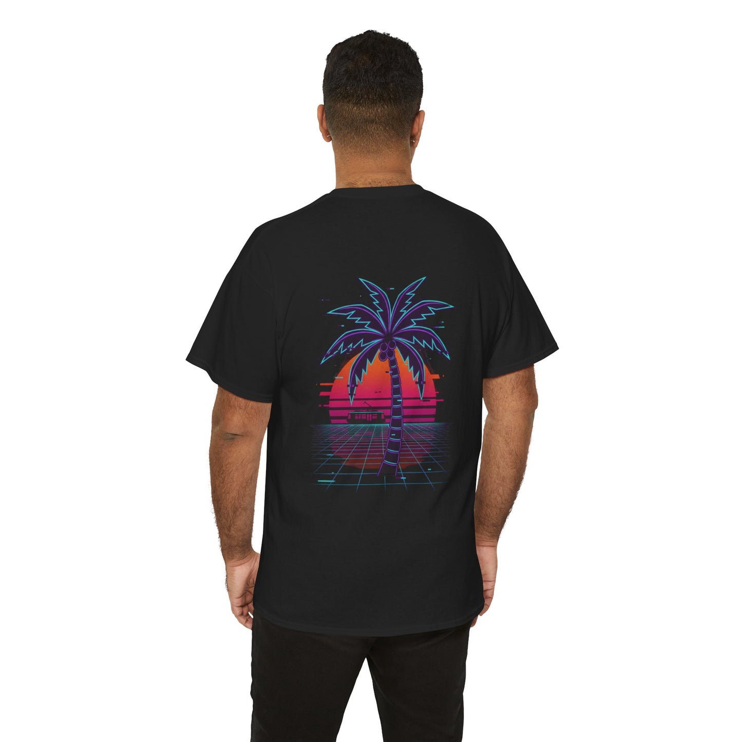 Retro Palm Tree Sunset T-Shirt — Vintage Tropical Beach Tee