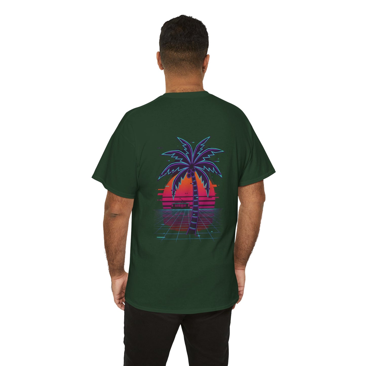 Retro Palm Tree Sunset T-Shirt — Vintage Tropical Beach Tee