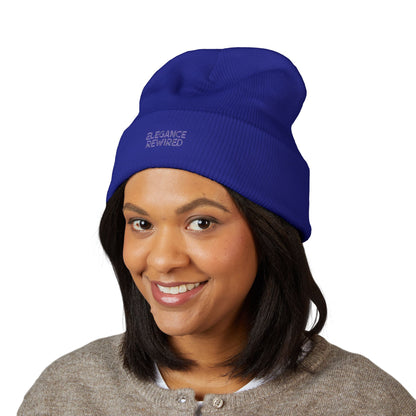Embroidered 'Elegance Rewired' Cuffed Beanie