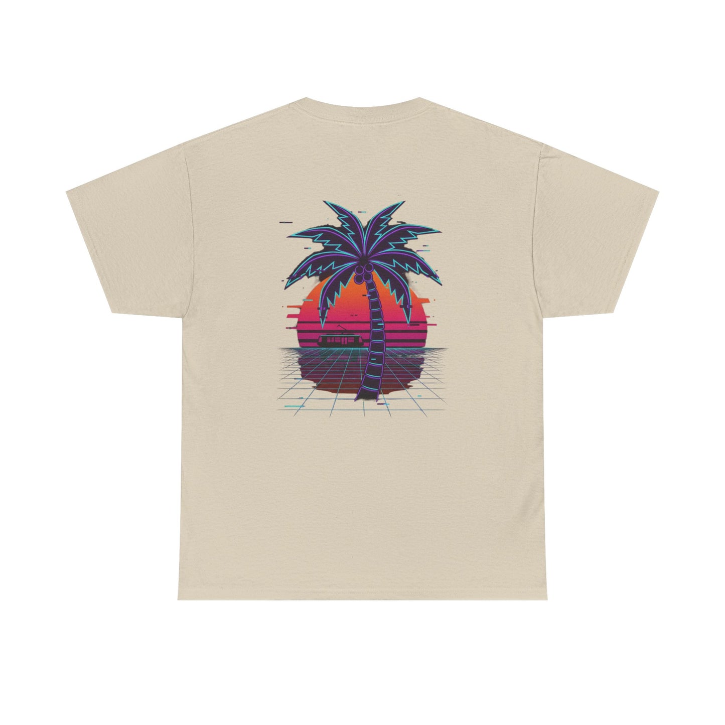 Retro Palm Tree Sunset T-Shirt — Vintage Tropical Beach Tee