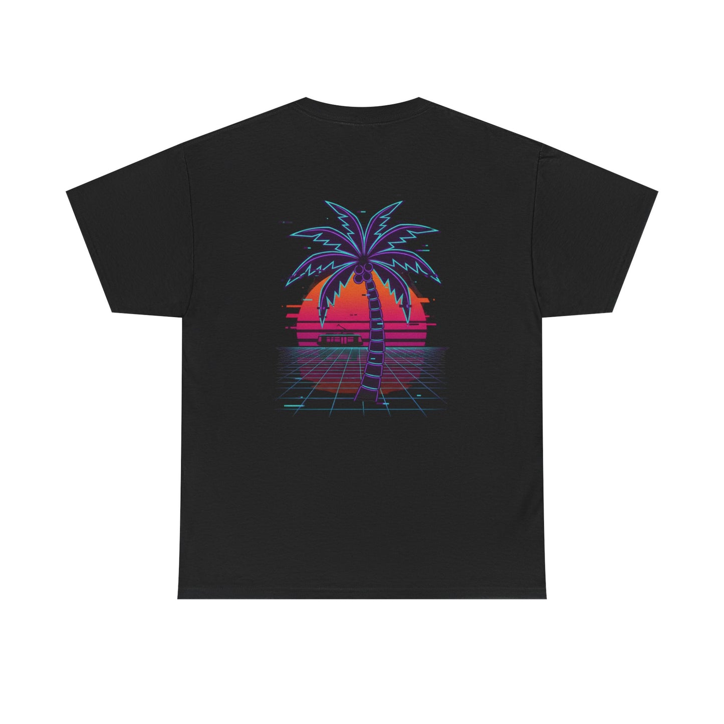 Retro Palm Tree Sunset T-Shirt — Vintage Tropical Beach Tee