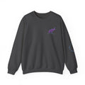 Crewneck Sweatshirt — Pastel Japanese Text Repeat & Purple Fish Graphic
