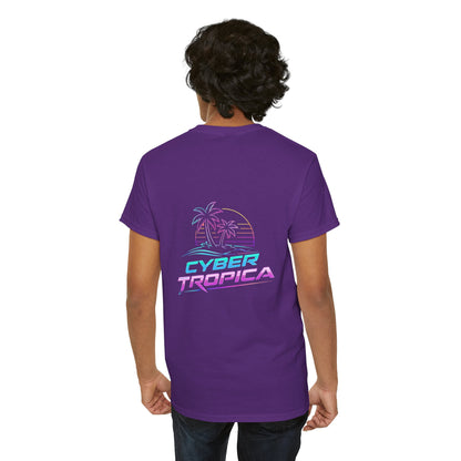 Cyberpunk Tropical Duo Tee — Neon Futuristic Beach Graphic T-Shirt