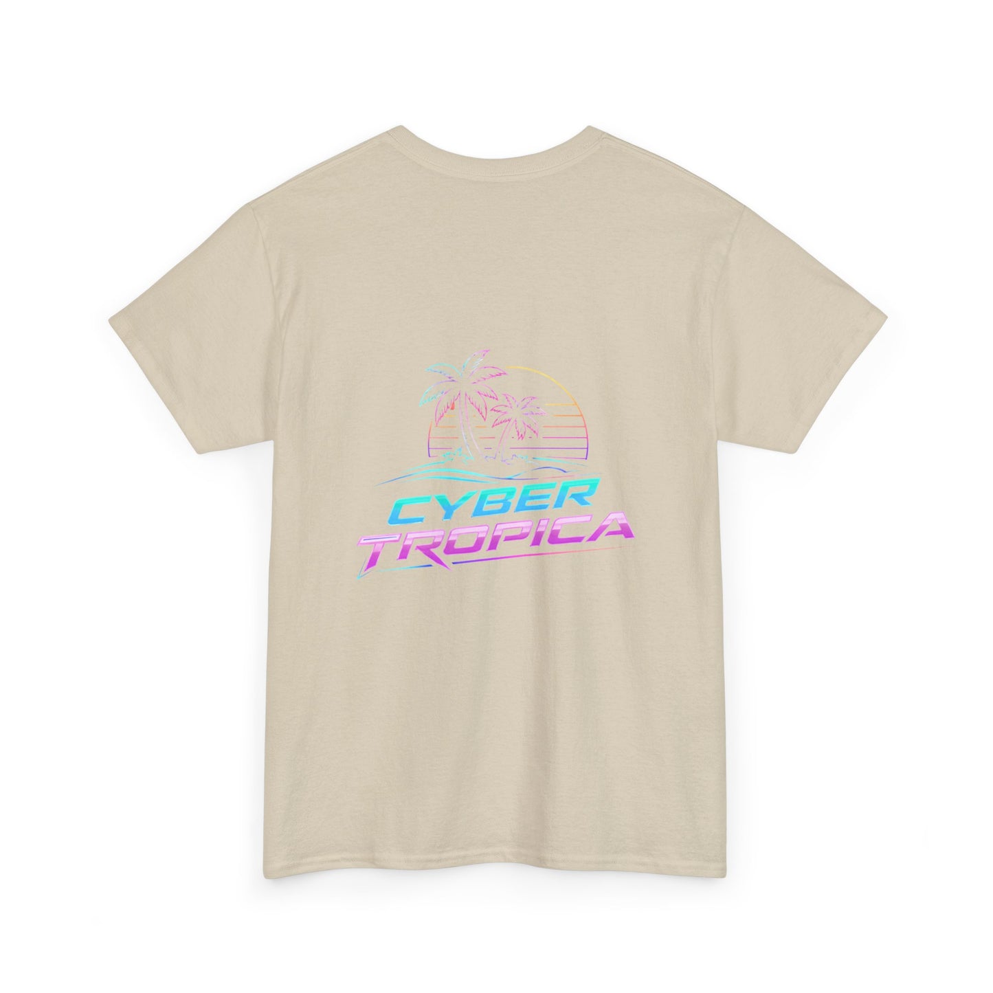 Cyberpunk Tropical Duo Tee — Neon Futuristic Beach Graphic T-Shirt