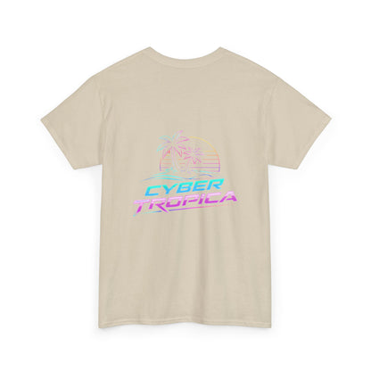 Cyberpunk Tropical Duo Tee — Neon Futuristic Beach Graphic T-Shirt