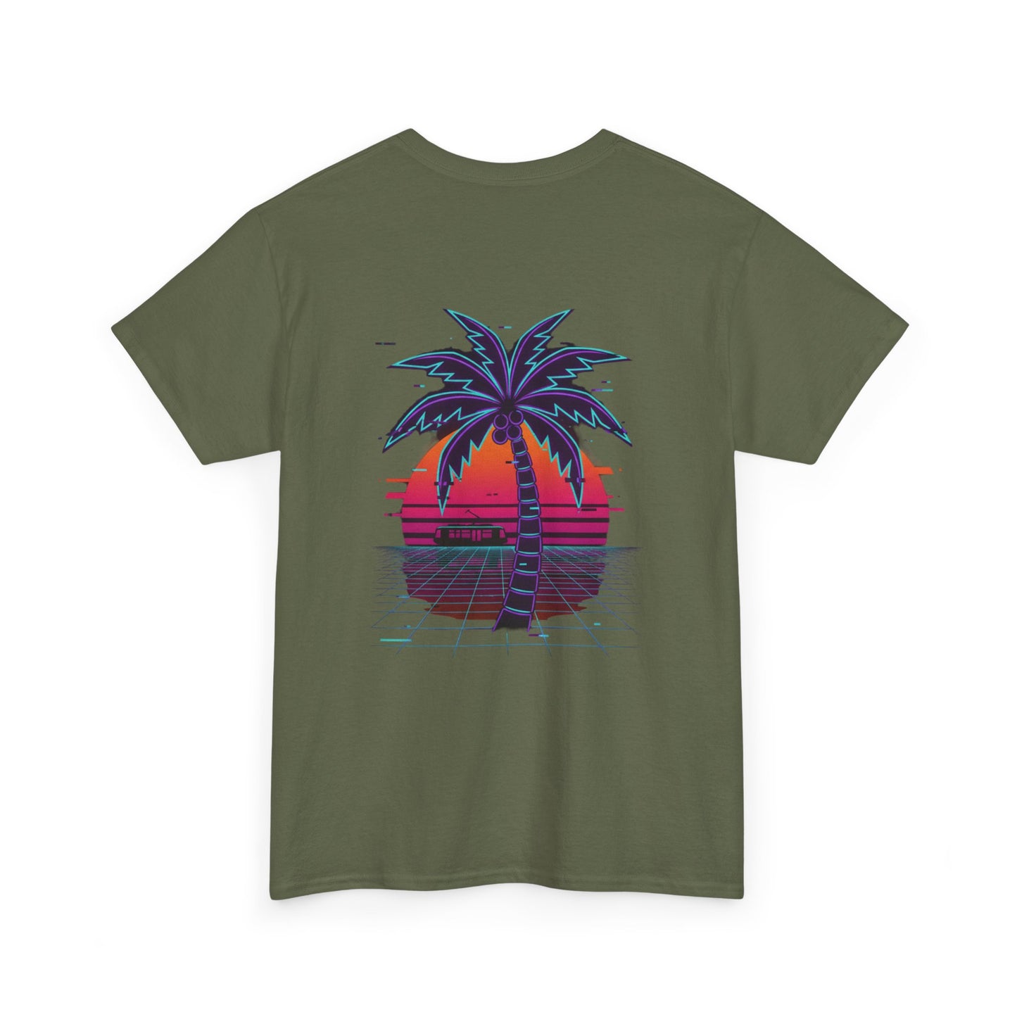 Retro Palm Tree Sunset T-Shirt — Vintage Tropical Beach Tee
