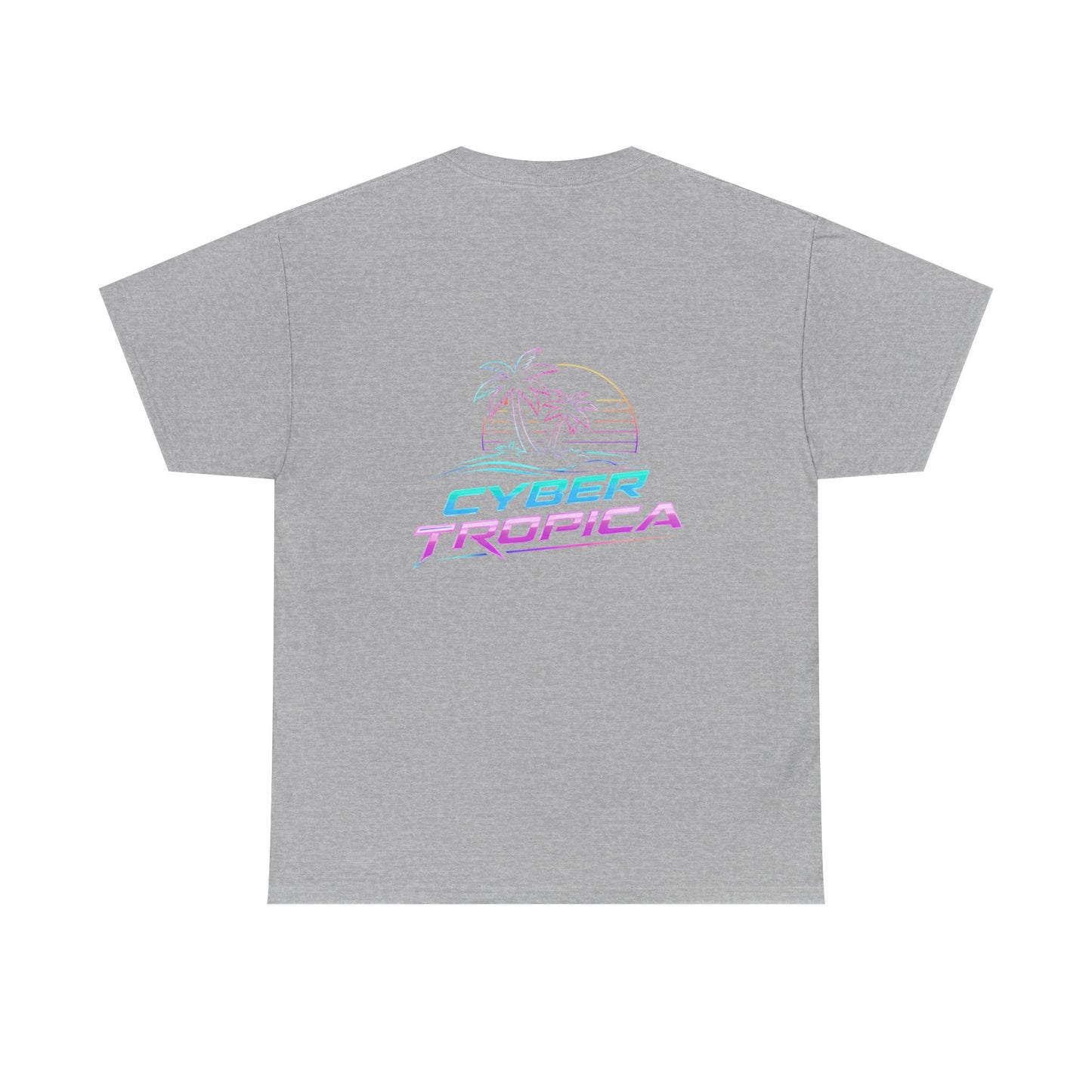 Cyberpunk Tropical Duo Tee — Neon Futuristic Beach Graphic T-Shirt