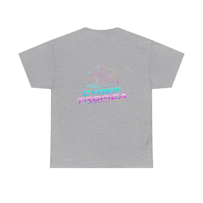 Cyberpunk Tropical Duo Tee — Neon Futuristic Beach Graphic T-Shirt