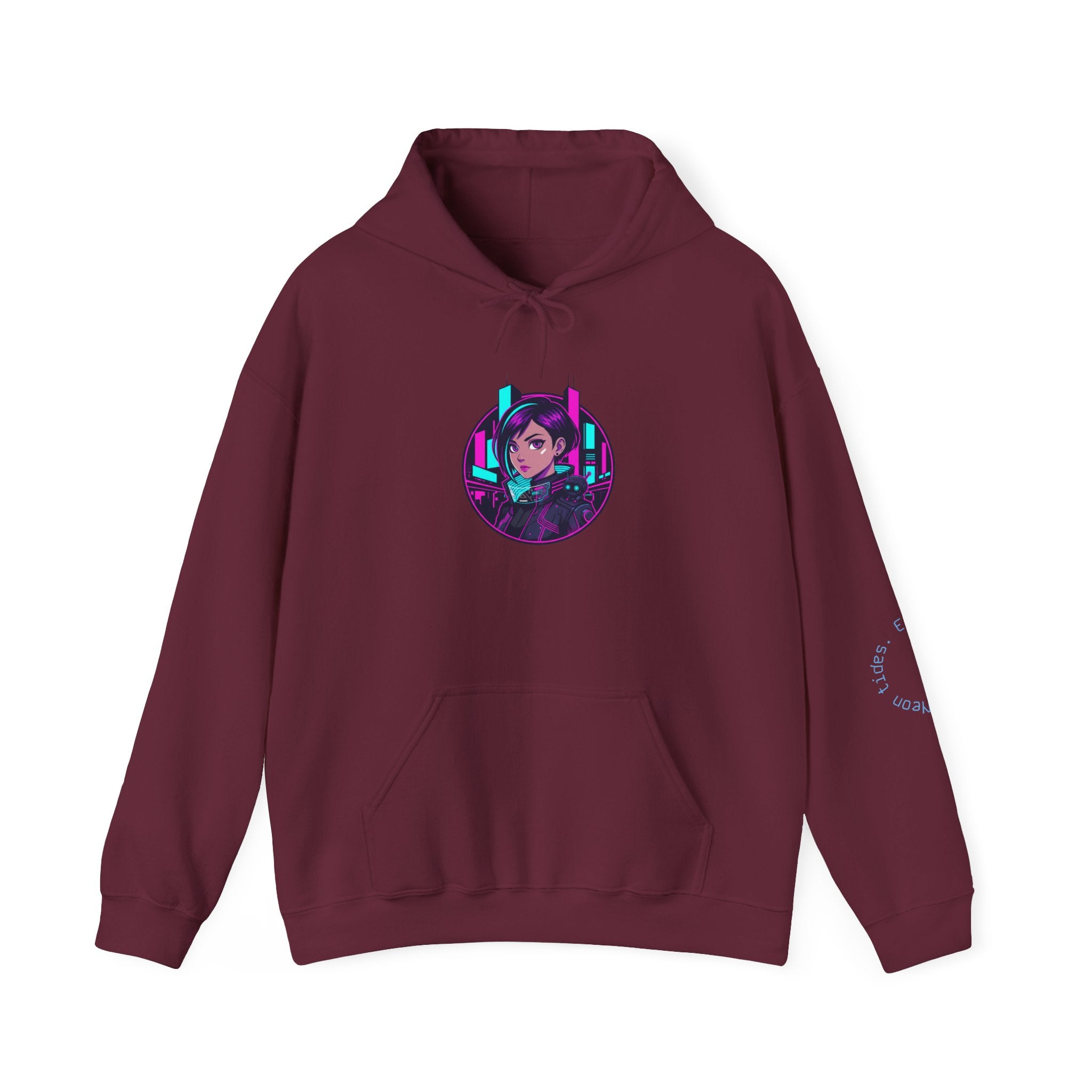 Cyber City Anime Hoodie – Neon Retro Dystopia Streetwear