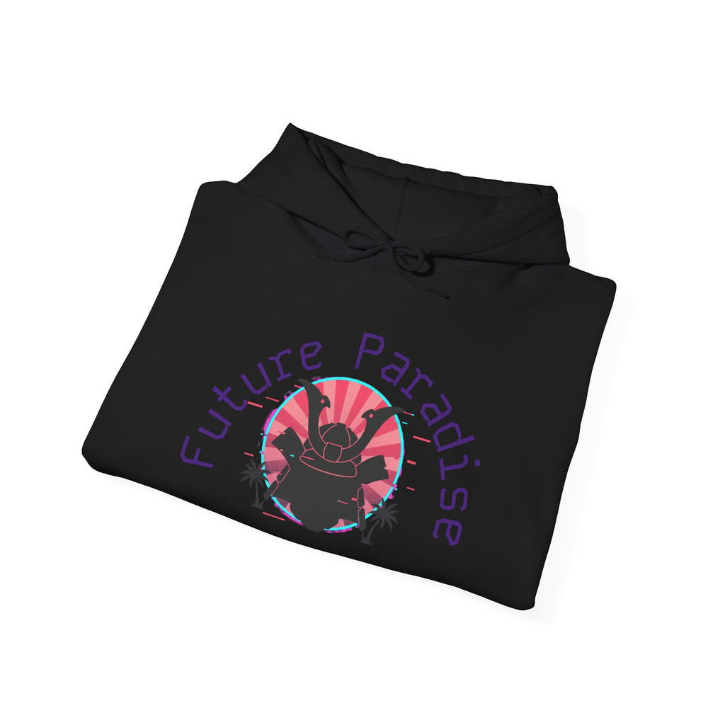 Future Paradise Hoodie — Retro Surf Samurai Graphic Pullover